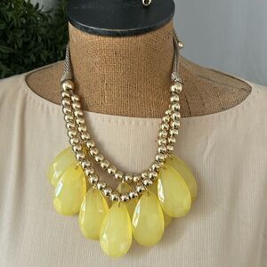 Gold bead with yellow facet pendant‎ statement necklace